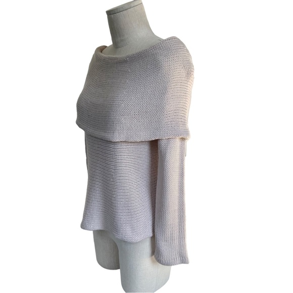 LF Seek the Label Cozy Off Shoulder Cream Long Sleeve Knit Boho Sweater Small - Picture 4 of 11